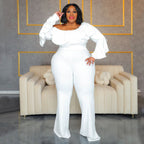 Solid-color Fashionable Loose-fit Off-shoulder Tube Jumpsuit For Women