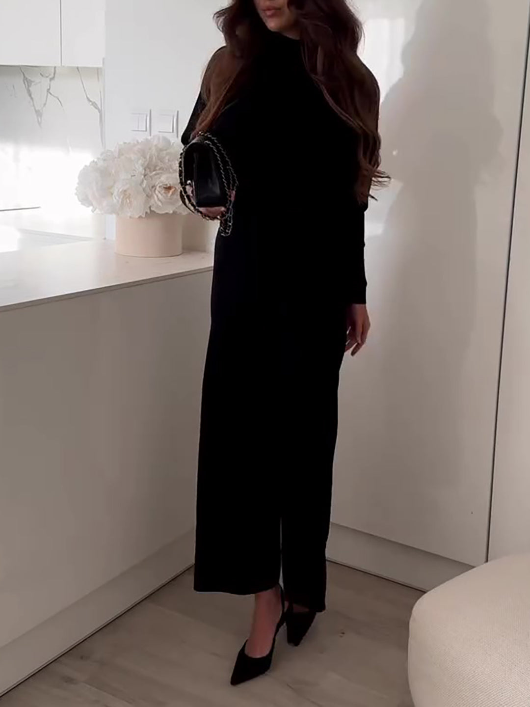 Elegant Long Sleeve Backless Jumpsuit