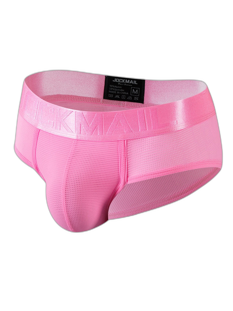 Men's Solid Color Mesh Breathable Sports Fitness Briefs