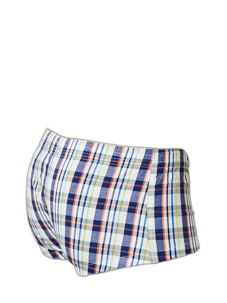 Mens Plaid Front Pouch Boxer Shorts