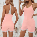 European And American Crochet Vest Shorts Casual Suit