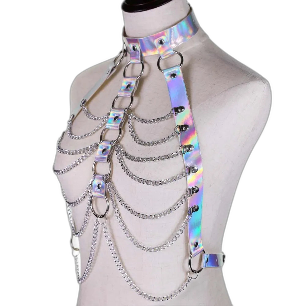 HoloGlam Punk Leather Harness Top
