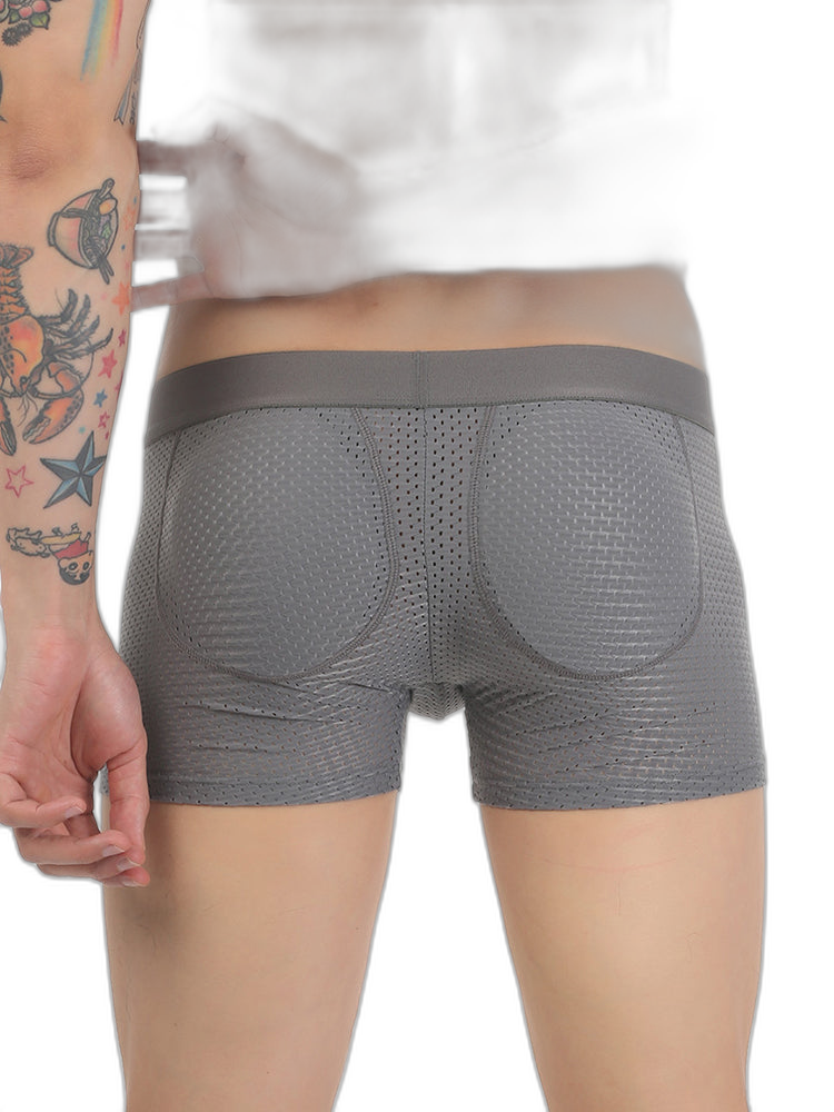 Sponge Cushion Mesh Buttock Boxer Briefs