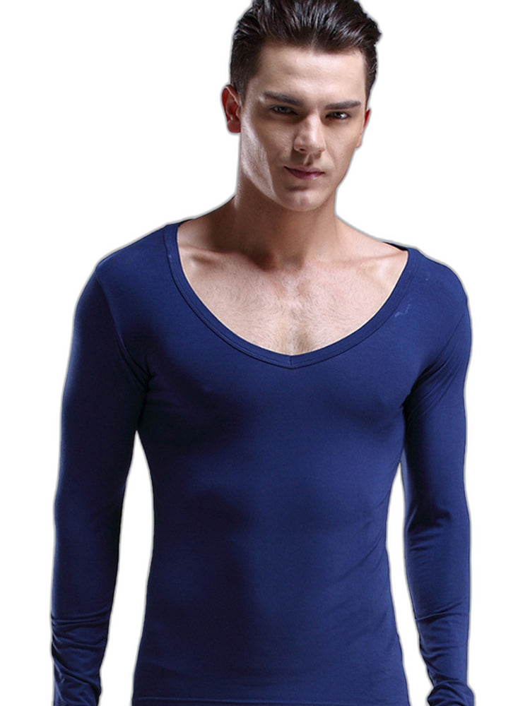 Mens Ultra Soft Low Cut V-Neck Thermal Shirt