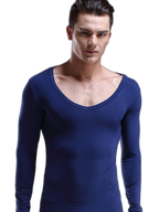 Mens Ultra Soft Low Cut V-Neck Thermal Shirt