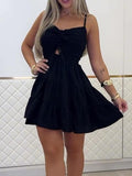 Tie-Strap Ruffle Mini Dress