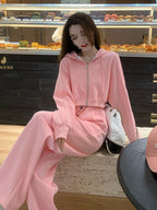 New Stylish Casual Sporty Hoodie And Wide-leg Pants Set For Petite Figures