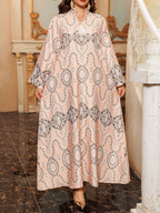 Printed Long-sleeved Robe Dress