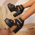 Women's Rubber Open Toe PU Platform High Heel Sandals