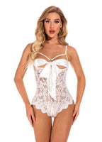 Women's Sexy Lacy Bodysuit With Straps And Hollowed-Out Design