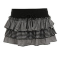 Contrast-color Striped Figure-flattering Layered Ruffle Cake Skirt