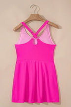 Swim Dress With Shorts | Pink One Piece Swimsuit Built In