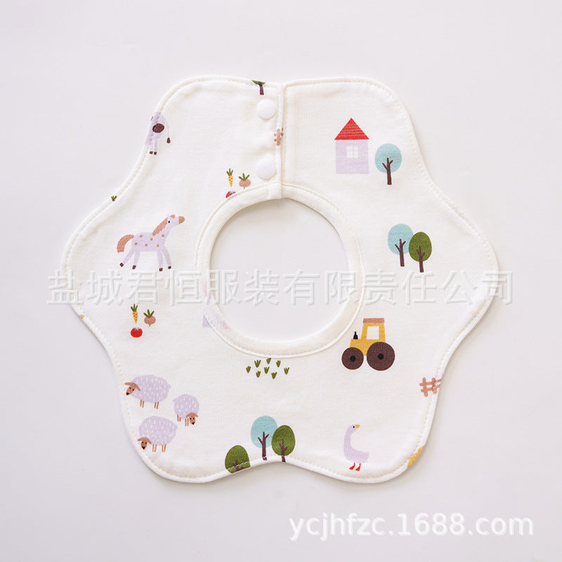 Pure Cotton 360° Rotatable Baby Bib - Petal-Shaped Drool Bib