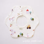 Pure Cotton 360° Rotatable Baby Bib - Petal-Shaped Drool Bib