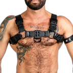 ruff GEAR RAW Leather Bulldog Harness Black