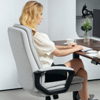 HOMCOM Linen-Look Double-Padded Office Chair - Grey
