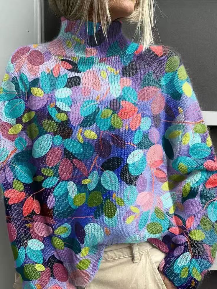 Christmas Abstract Print Casual Cardigan Coat