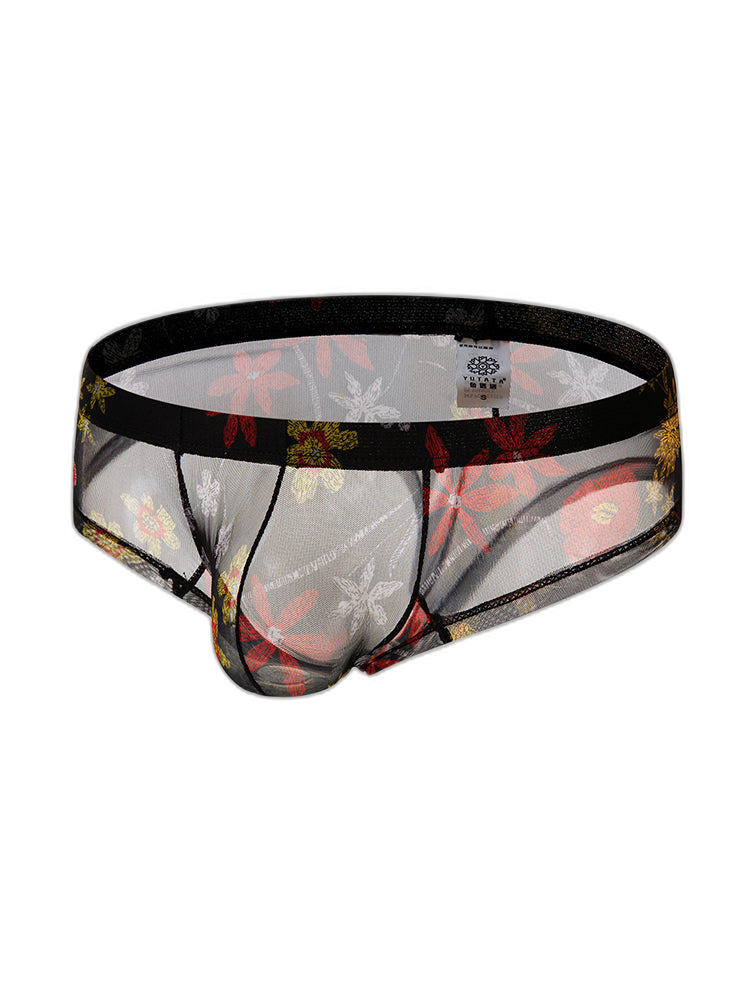 4-pack Men's Lace Print Sheer Mesh Bohemian Boxer Briefs