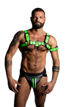 ruff GEAR Bold Leather Bulldog Harness Neon Green
