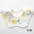 Pure Cotton 360° Rotatable Baby Bib - Petal-Shaped Drool Bib