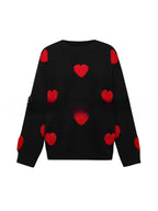 Women's 3D Jacquard Heart Pullover Sweater With Long Sleeves And Light Stretch
