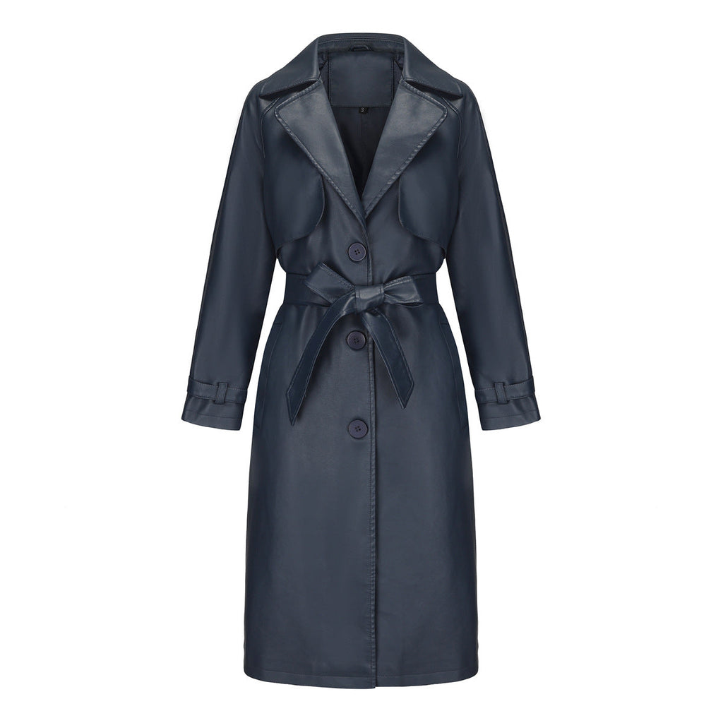 Women's Long, Loose-fit Classic Trench Coat With A Lapel And Belt