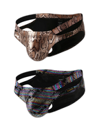 2-pack Men's Snake Print Hollow Briefs