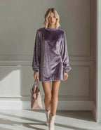 Light Luxury Solid Color Round Neck High-end Sense Short Dress