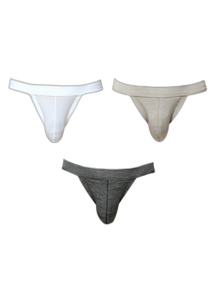 3 Pack Men's Breathable Mesh Odor-Resistant Solid Color Sexy Briefs