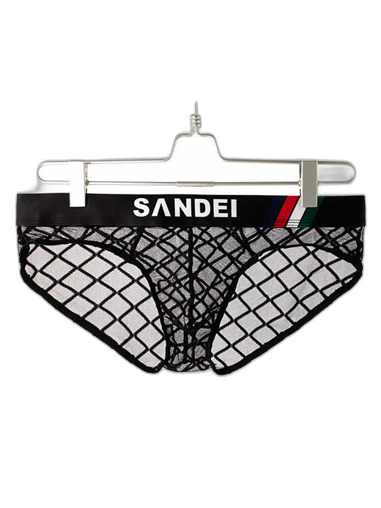 3 Pack Men's Low-Rise Lace Sexy Mesh Briefs And Thongs