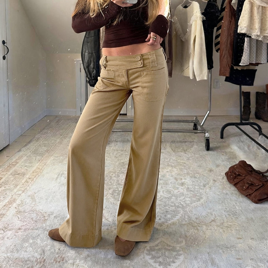 Fashionable Low-rise, Figure-flattering, Spicy-girl-style Flared Trousers