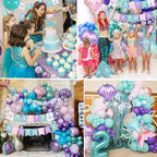 ABAOWO Mermaid Birthday Decorations Kit – Under the Sea Party Supplies with Balloons, Fringe Backdrop, and Banner