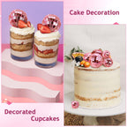 Abeillo 7PCS Pink Disco Ball Cake Topper – 4 Sizes, 70s Disco Theme Party Decor, Cupcake Toppers
