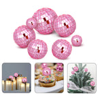 Abeillo 7PCS Pink Disco Ball Cake Topper – 4 Sizes, 70s Disco Theme Party Decor, Cupcake Toppers