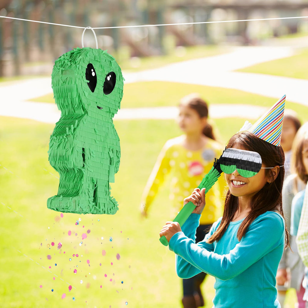 Abilat Alien Pinata with Stick & Blindfold – Green Space Birthday Party Decoration