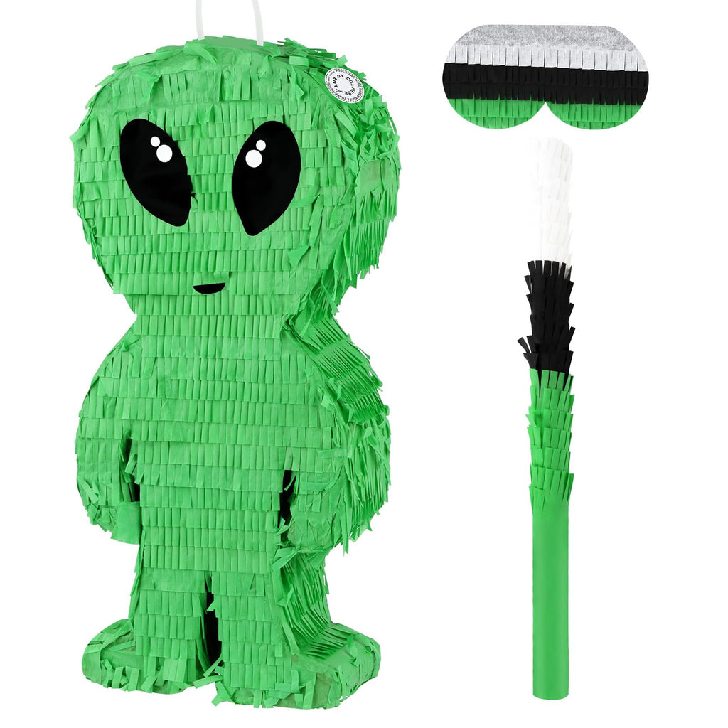 Abilat Alien Pinata with Stick & Blindfold – Green Space Birthday Party Decoration