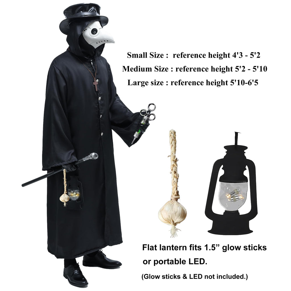 Absolute Vibe Plague Doctor Mask & Hat Combo — Halloween Steampunk Cosplay Set (L, WHITE-001)
