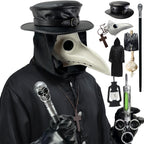 Absolute Vibe Plague Doctor Mask & Hat Combo — Halloween Steampunk Cosplay Set (L, WHITE-001)