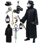 Absolute Vibe Plague Doctor Mask & Hat Combo — Halloween Steampunk Cosplay Set (L, WHITE-001)