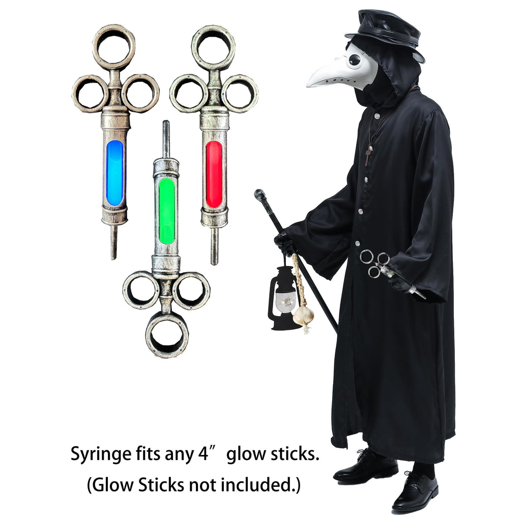 Absolute Vibe Plague Doctor Mask & Hat Combo — Halloween Steampunk Cosplay Set (L, WHITE-001)