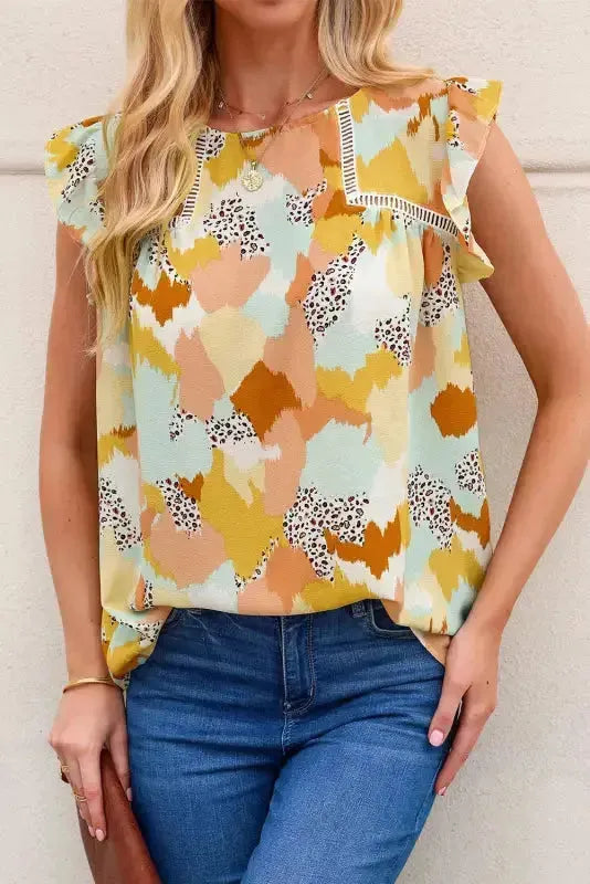 Abstract Printed Long Sleeve Blouse