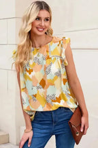 Abstract Printed Long Sleeve Blouse