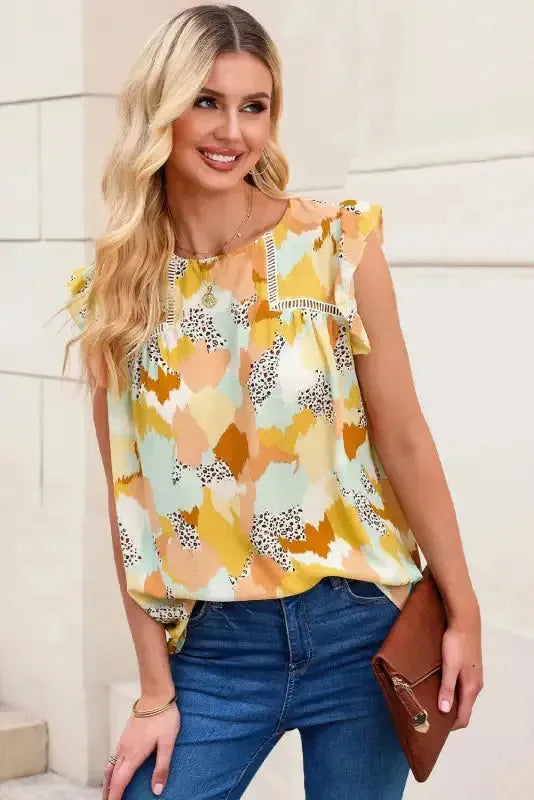 Abstract Printed Long Sleeve Blouse