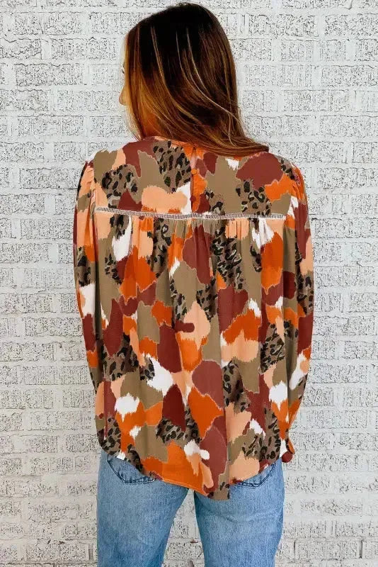 Abstract Printed Long Sleeve Blouse