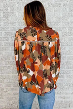 Abstract Printed Long Sleeve Blouse