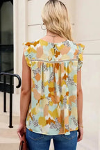 Abstract Printed Long Sleeve Blouse