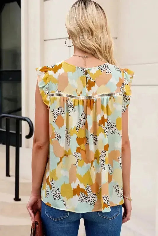 Abstract Printed Long Sleeve Blouse
