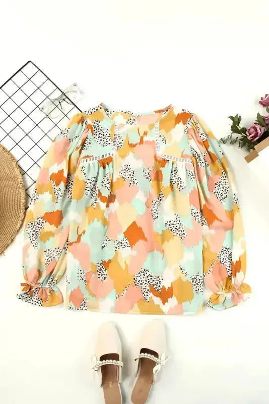Abstract Printed Long Sleeve Blouse
