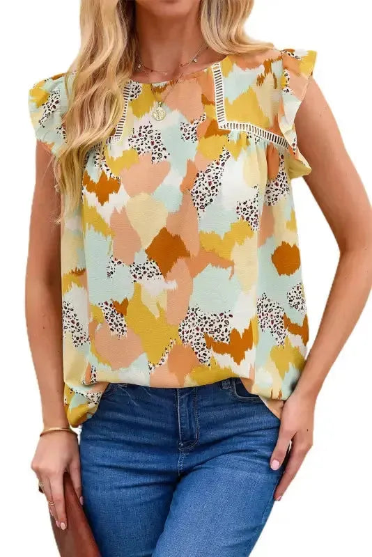 Abstract Printed Long Sleeve Blouse