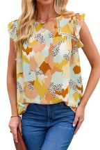 Abstract Printed Long Sleeve Blouse